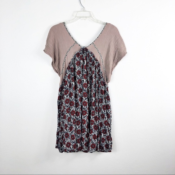 Umgee Mixed Pattern Printed Flowy Boho V-Neck Mini Dress - Picture 5 of 7